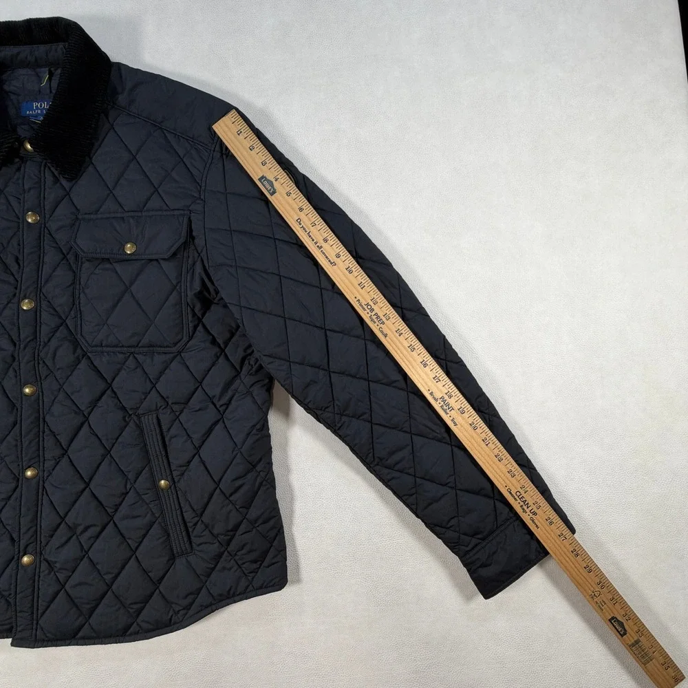 Polo Ralph Lauren Mens XXL The Beaton Quilted Jacket Navy Coat Corduroy Collar
